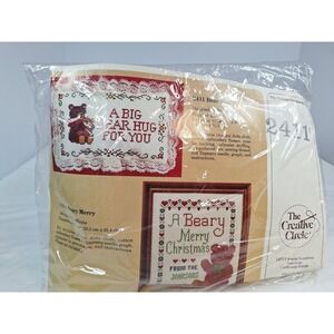 The Creative Circle Bear Hug Cross Stitch Kit 2411 Sue Miyata Vintage Teddy Bear